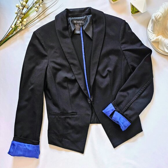 Classic Black Blazer with Blue Cuffs - Picture 8 of 12